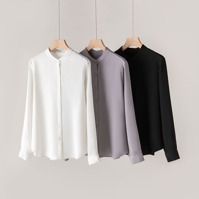 New Heavy Silk Shirt Women's Elegant Mulberry Silk Collar White Shirt Commuter Long Sleeve Loose Spring Top New Heavy Silk Shirt Women's Elegant Mulberry Silk Collar White Shirt Commuter Long Sleeve Loose Spring Top