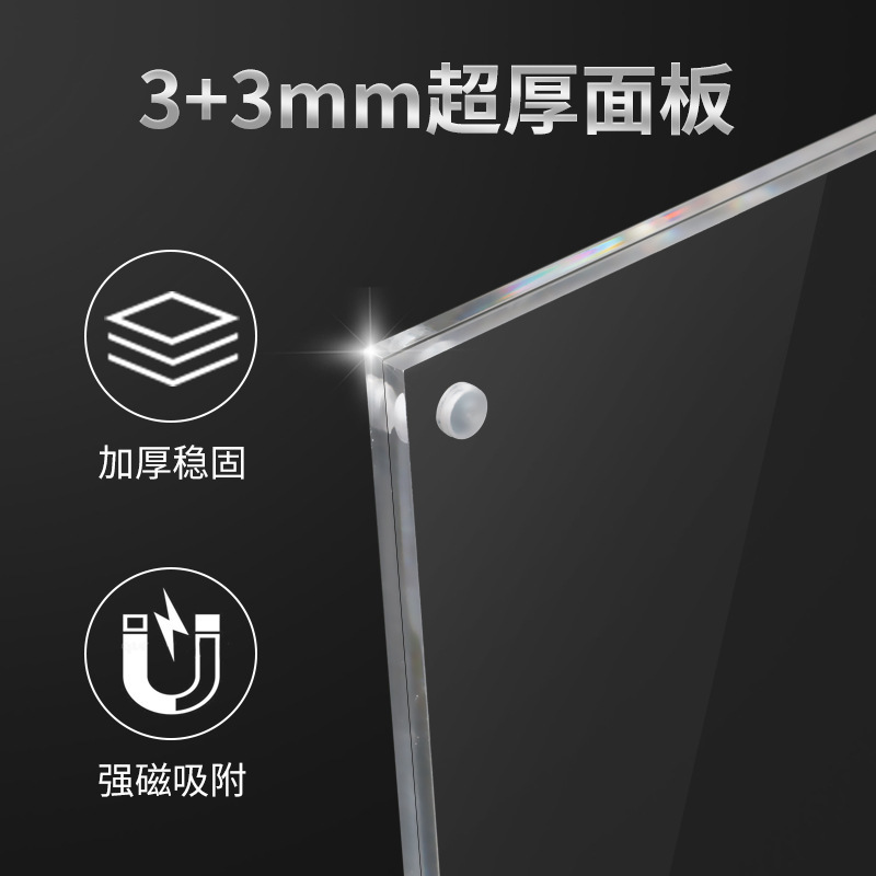 xybp thickened transparent L-shaped strong magnetic table card A4 poster title page display stand acrylic magnetic table card