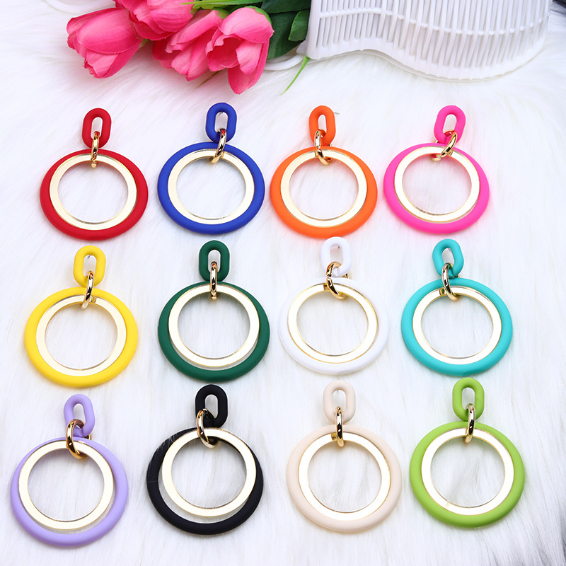 Exaggerated Circle Arylic Patchwork Women's Drop Earrings display picture 4