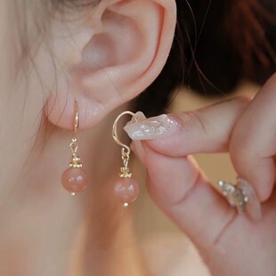 Maya Princess Color Natural Orange Moonstone Sunstone Crystal Retro Style Earrings Women Sweet Earrings Earrings