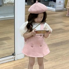 童裝 2024夏季韓版女童甜美時髦背帶裙 洋氣女團背心裙 氣質裙子