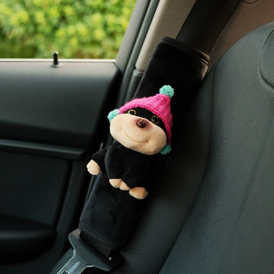 Safety Belt Holder Car Interior | Sürətlər qutusu və əl tormozu başlıqları - 7-bee-dog-rose-red-hat-black-shoulder-cover