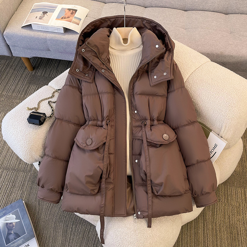Ropa de algodón de moda para mujeres invierno 2025, nueva chaqueta de algodón corta de moda, cintura delgada, chaqueta de algodón gruesa, abrigo caliente