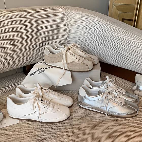 Retro Silver Moral Training Shoes for Women 2025 Spring and Summer New Versatile Color Matching Casual Sports Shoes Flats Forrest Gump Shoes