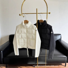 蒙家立领拼接针织羽绒，内搭双拉链填充物90白鸭绒羽绒服外套女士