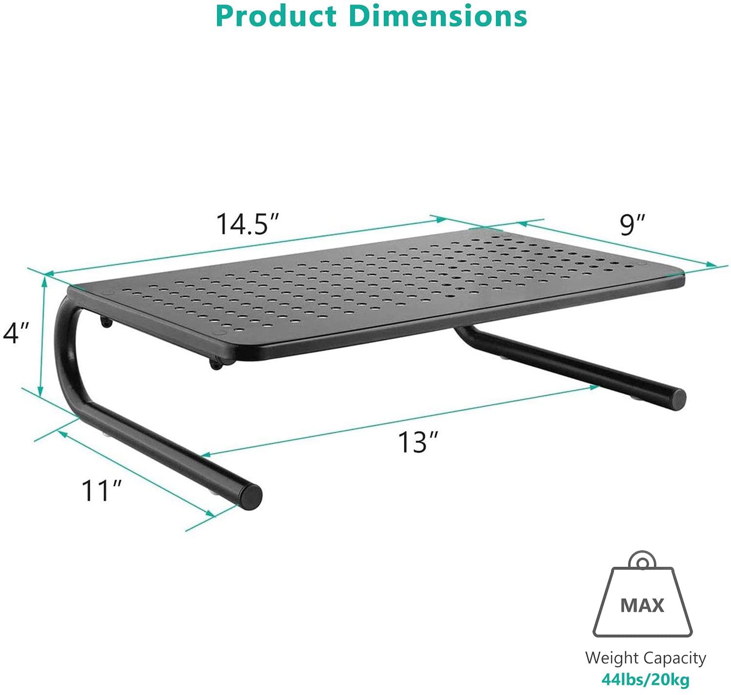 Soporte elevado para monitor de computadora con orificio de ventilación y espacio para teclado image 6