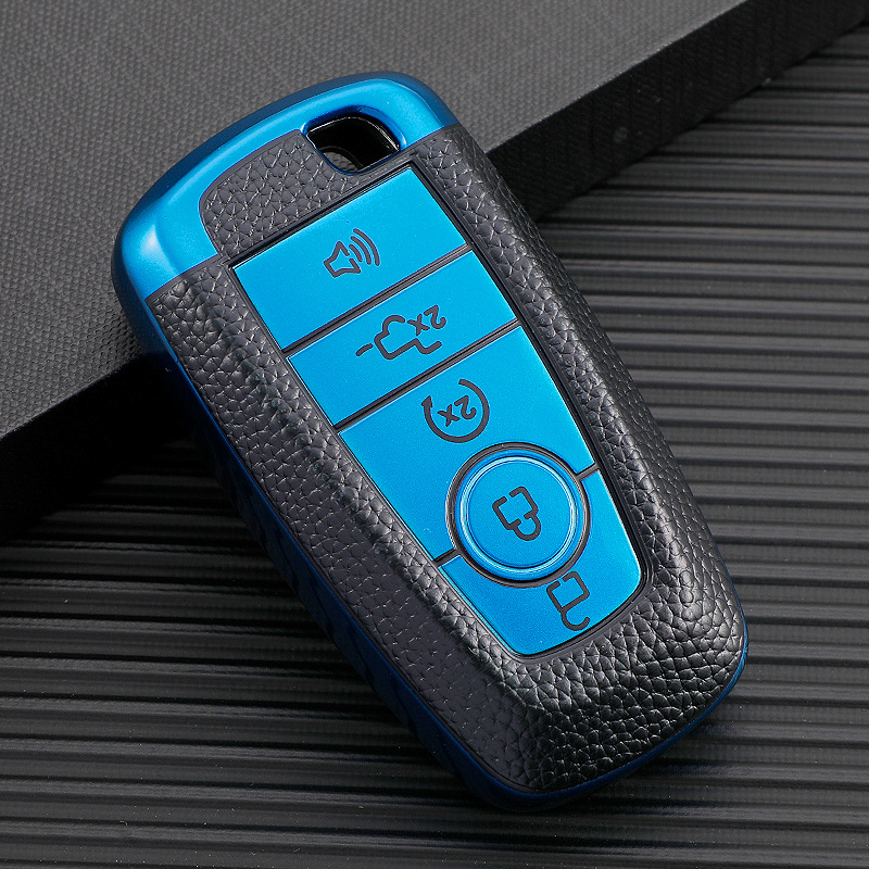 2020 포드 키 케이스 Mondeo 자동차 키 케이스에 적합 패션 브랜드 가죽 패턴 미끄럼 방지 자동차 키 보호 커버