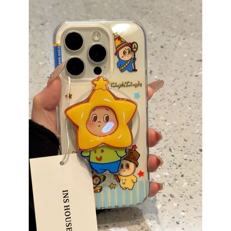 卡通软萌闹钟星星头套小男孩适用iphone16promax苹果15pro手机壳|undefined