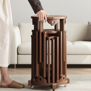 Solid Wood Stacking Stool with Wheels, Stackable Stool, Spare Dining Table Stool, Bench, Six-In-One Combination Stool, Portable and Mobile