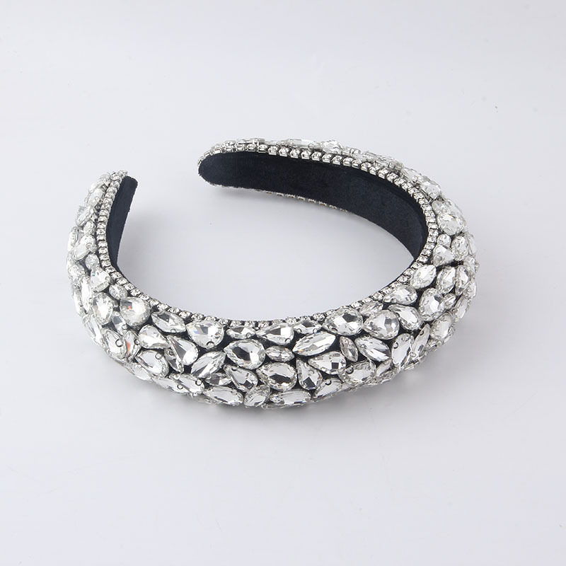 New Fashion Full Diamond Gemstone Headband Sponge Wide-brimmed Headband display picture 7