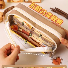 Pig Gate Pain Pack Pen Bag Girl 2024 New Model Junior High School Girl Transparent Stationery Bag Large Capacity Niche Pencil Case