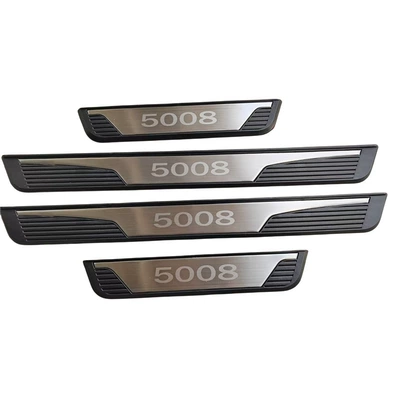 Dekorativ pedal başlıqları welcome pedal modification, threshold - peugeot-5008-plastic-door-sill-strip-silver