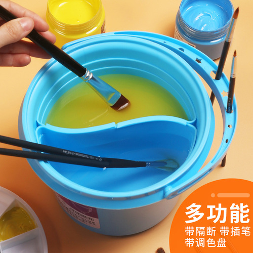 Practice multi-functional plastic bucket every day, separate art painting, portable color palette, brush holder, art bucket, brush washing bucket