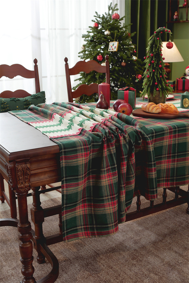 Runner a quadri patchwork per il commercio estero transfrontaliero, tovaglia da caffè con decorazioni natalizie, copritavolo da pranzo,_voghion.com