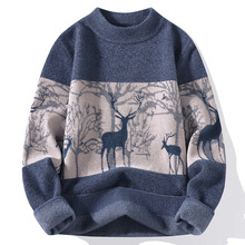 秋冬新款男士仿貂绒圣诞男士针织衫安西卡潮流时尚毛衣6366