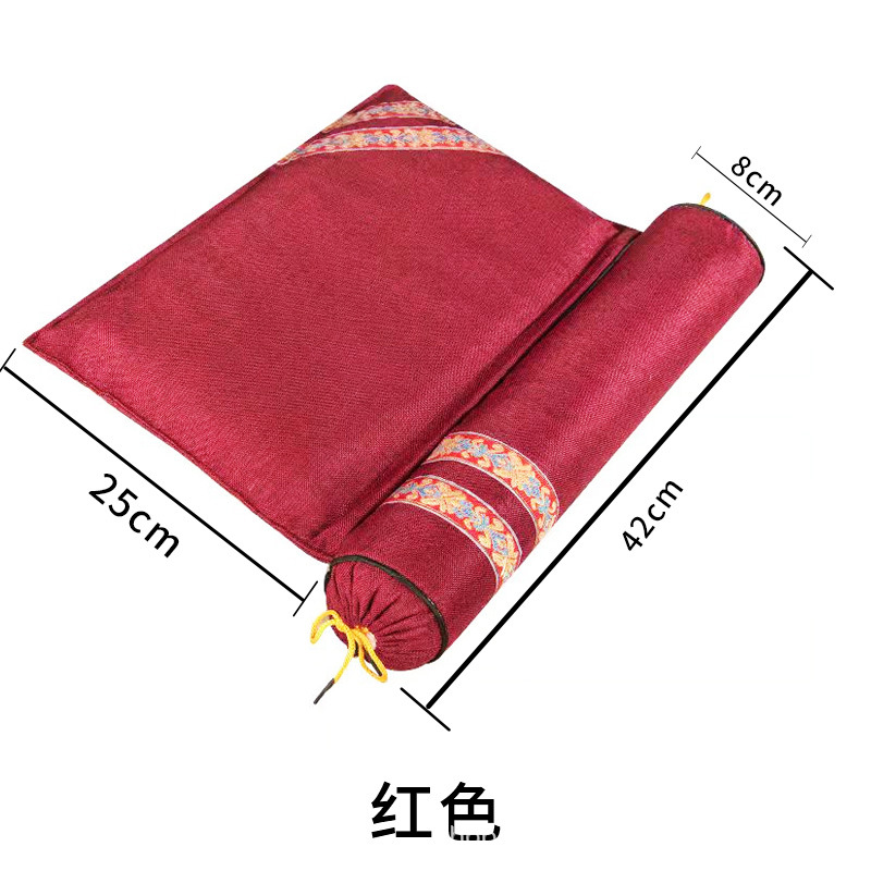 One-piece linen pillow red spliced ​​cylindrical-one-piece pillow (1.6kg+)