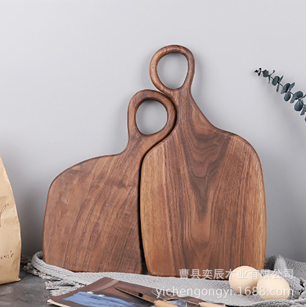 跨境胡桃木情侣菜板木质牛排面包板实木砧板水果板带手柄厨房