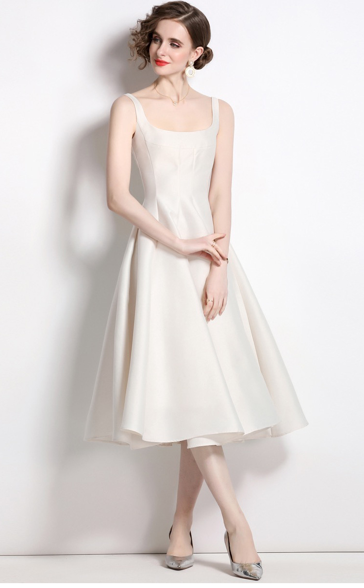 Đầm maxi nữ dây mảnh thắt eo phong cách Pháp thanh lịch — Champagne màu, màu thiên thanh, màu đen, màu hồng chi tiết 8