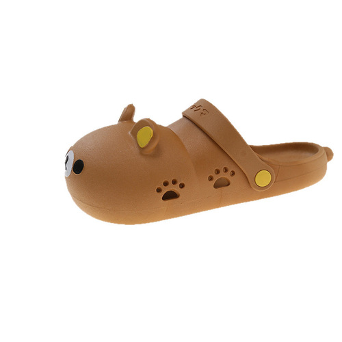 2025 Cute Parent-Child Comfortable Bear Hole Shoes, Versatile for Outdoor Wear, Soft Sole, Big Head Bear Slides for Women