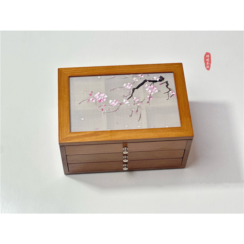 結婚プレゼントの首飾り箱手作り蘇刺繍両面刺繍木製三層ジュエリー収納箱洗練された誕生日に友人に贈る|undefined