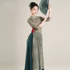 新款古典舞练功服国风纱衣女中国舞旗袍演出服连衣裙春夏舞蹈服饰