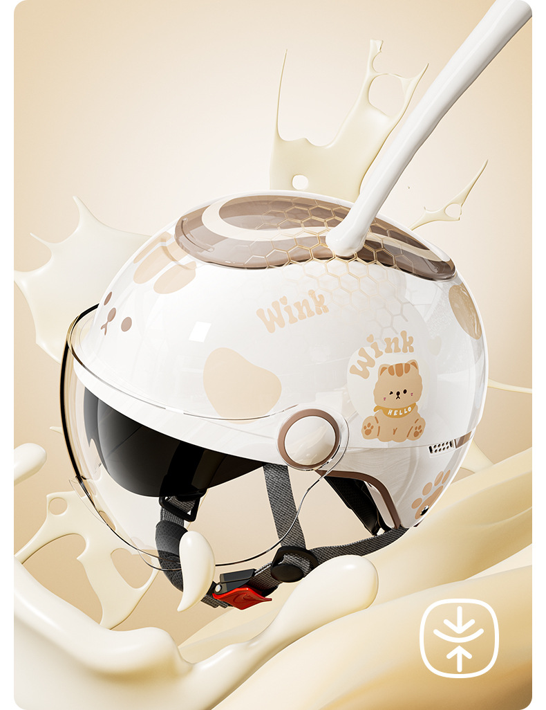 Cute All-Season Electric Motorcycle Helmet for Women with 3C Certification, Winter Warm Battery Bike Safety Helmet