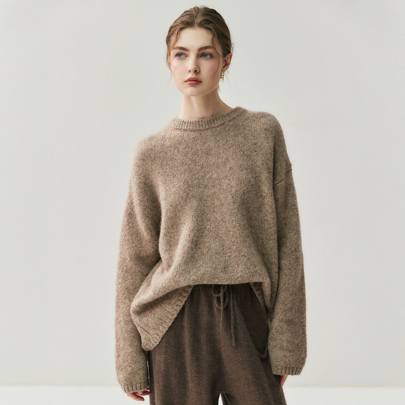 Relaxed and Elegant~ Thick Yak Wool Sweater for Women, Loose and Lazy Style, Wool Knit Pullover, Solid Color Long-Sleeve Sweater