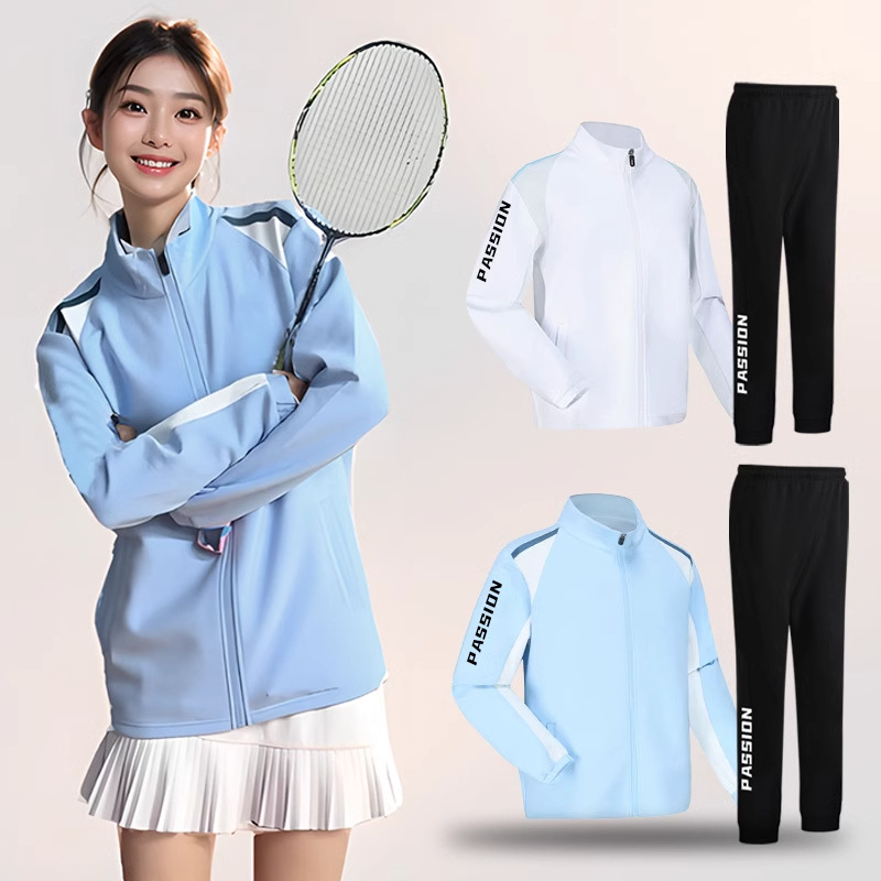 긴 소매 배드민턴 세트 코트 가을과 겨울 세트 남자와 여자 팀 옷 인쇄 피트니스 옷 달리기 옷 운동복 훈련 옷