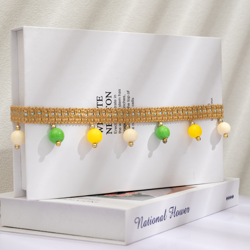 糖果珠窗帘珠子花边 帘头拼接花边抱枕 DIY装饰窗帘配件辅料 12米