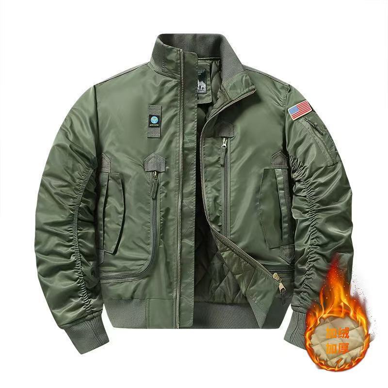 Autumn and winter MA1 jacket, padded and thickened, workwear, air force style, loose fit, large size, pilot jacket, cross-border Autumn and winter MA1 jacket, padded and thickened, workwear, air force style, loose fit, large size, pilot jacket, cross-border