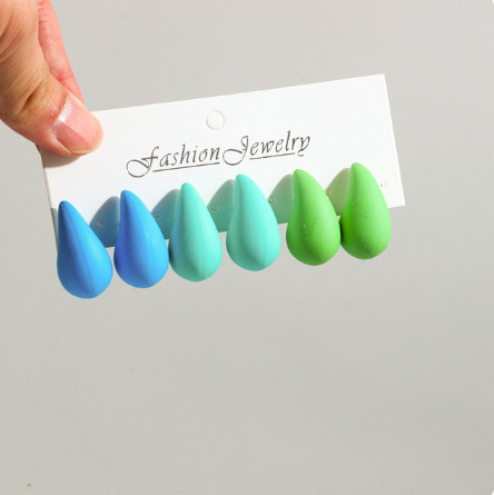 30g Weight Ear Studs Classification 3 Pairs Quantity Daily Occasion Acrylic Material Water Droplets Pattern Women's Gender Spray Paint Design IG Style, Simple Style Style 3 Pairs IG Style Simple Style Water Droplets Spray Paint Arylic Ear Studs 11