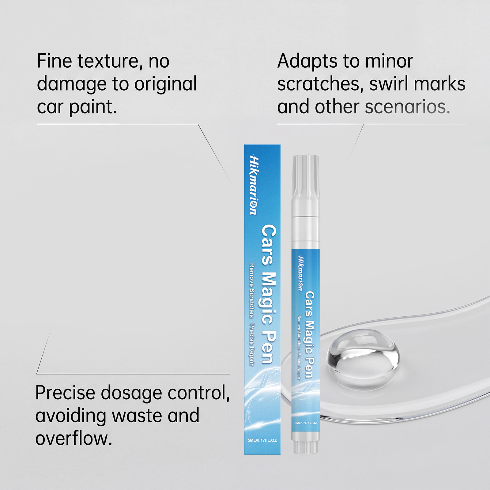 Cross-Border Foreign Trade Full English Version Hikmarion Car Light Scratch Repair Pen Paint Scratch Refurbishment Touch-Up Pen