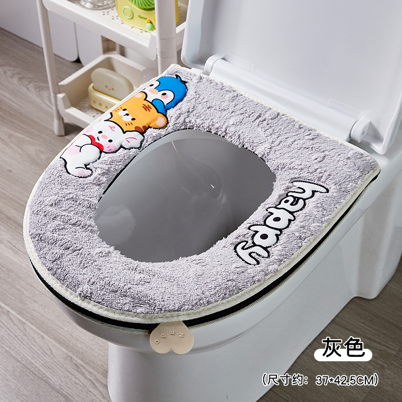 Nuevo cojín de inodoro de peluche engrosado suave invierno hogar cubierta de asiento completo lavadora lavable con mano