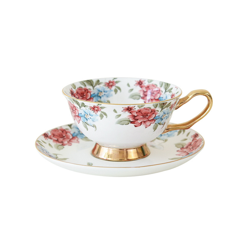 Taza de café pintada a mano con borde dorado, juego de colores bajo vidriado de estilo europeo, taza sencilla, taza de cerámica con caja de regalo, estilo retro