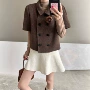 双面翻领秋冬短袖羊毛呢