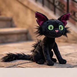 跨境新品gatto plush 动画周边小黑猫毛绒玩偶公仔