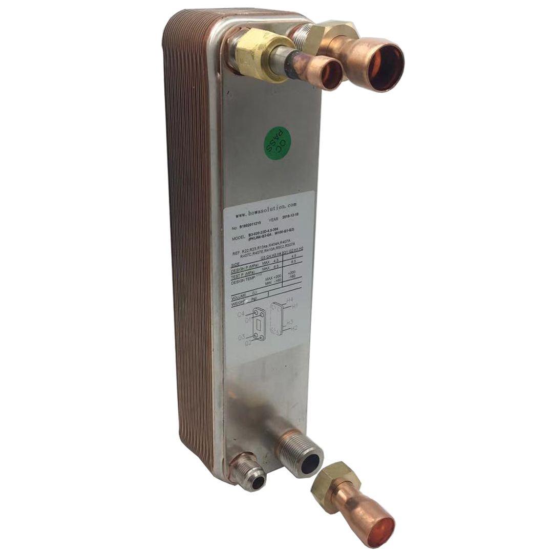 28000kcal热泵热水器换热器匹配13P空调机组用于生产33KW冷冻水