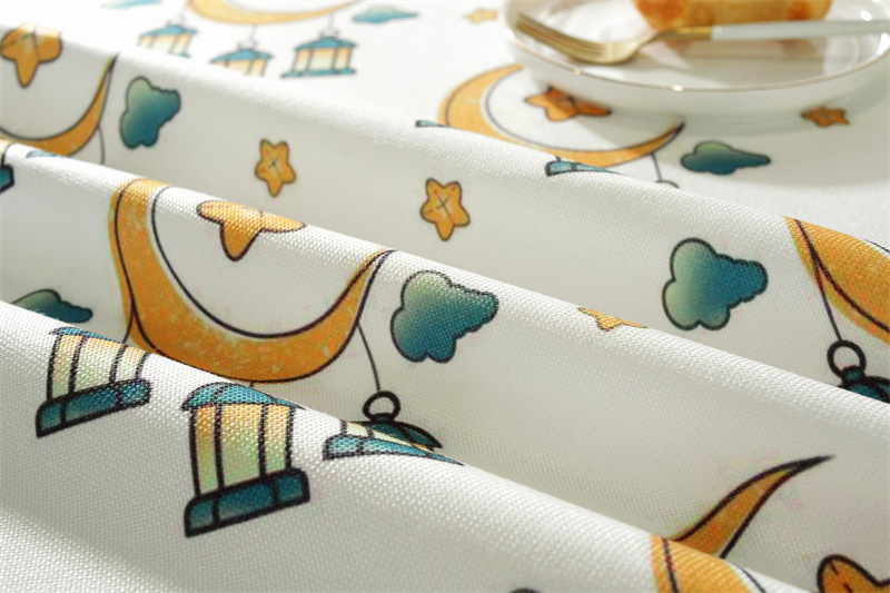 Tovaglia da tè impermeabile in poliestere con stampa di stelle e luna musulmane mediorientali, spedizione transfrontaliera, dropshipping_voghion.com