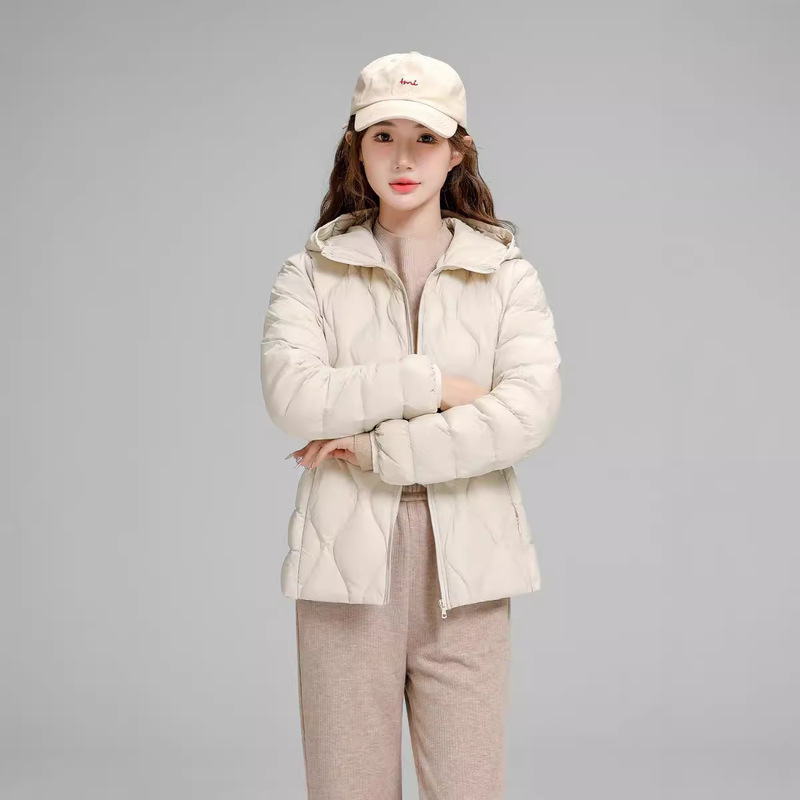 2026 New Model Women's Slim-Fit Casual Hooded Jacket with White Duck Down, Lightweight down Coat, Item Number: 6683
