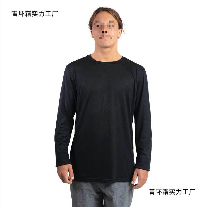 Men's Merino Wool Long-Sleeve T-Shirt, Thickened Base Layer, Quick-Dry Thermal Underwear for Outdoor Sports, European Size Runs Large
