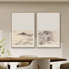 新中式水墨山水画宋代美学软装挂画茶室客厅禅意空间民宿玄关壁画