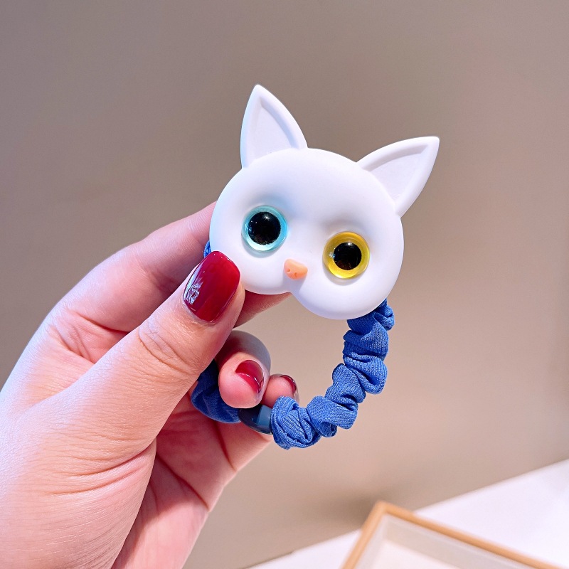 Japanese And Korean New Style Cute Cat Hair Rope Color Small Intestine Cloth Ring Girl Ball Head Rope Tie Hair Rubber Band Jewelry display picture 9