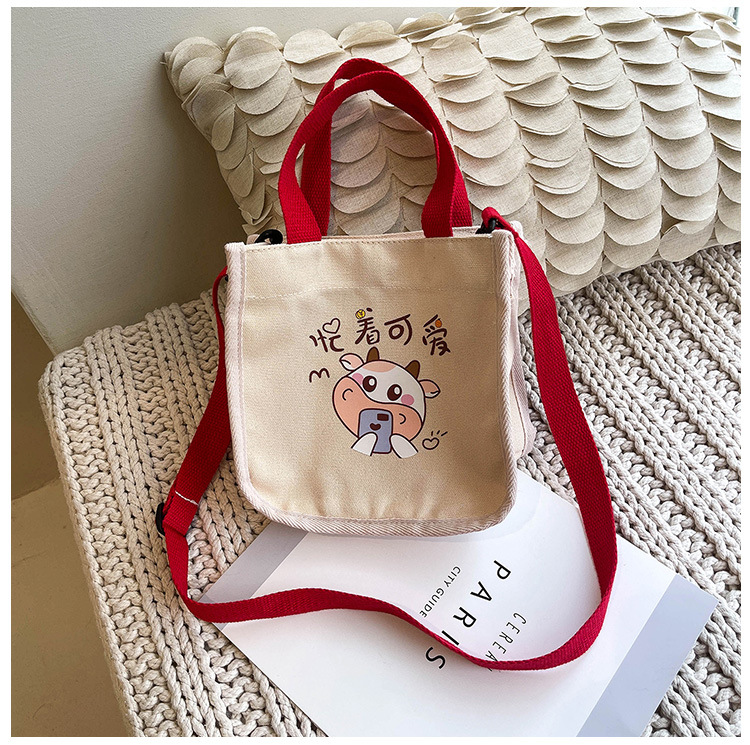 "Bag Girl 2021 New Trendy Korean style, fashionable and personalized printed single-shoulder bag for women, canvas hand-held crossbody small bag. undefined