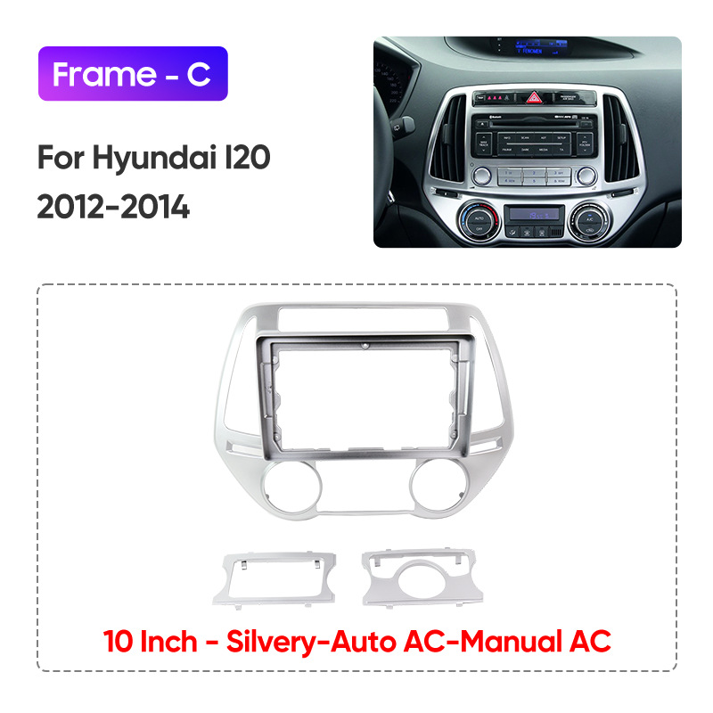 Car Central Control Large Screen Navigation Silver Face Frame Versatile Frame Modification Panel Suitable for Hyundai/I-20 Hyundai