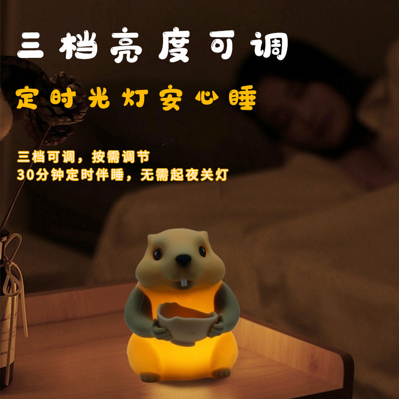 跨境硅胶解压小夜灯高级感氛围灯卧室床头儿童伴睡起夜喂奶拍拍灯|undefined