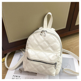 Lingge Indentation Fashion Fresh Simple Fashion Backpack Female Commuter Student Class Personalized Solid Color Backpack