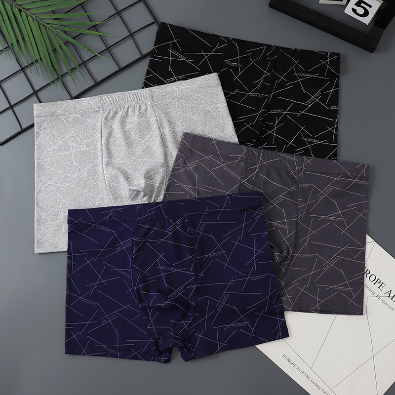 Men's Striped Boxer Briefs, Mid-Rise, Large Size, Youth, Running Volume