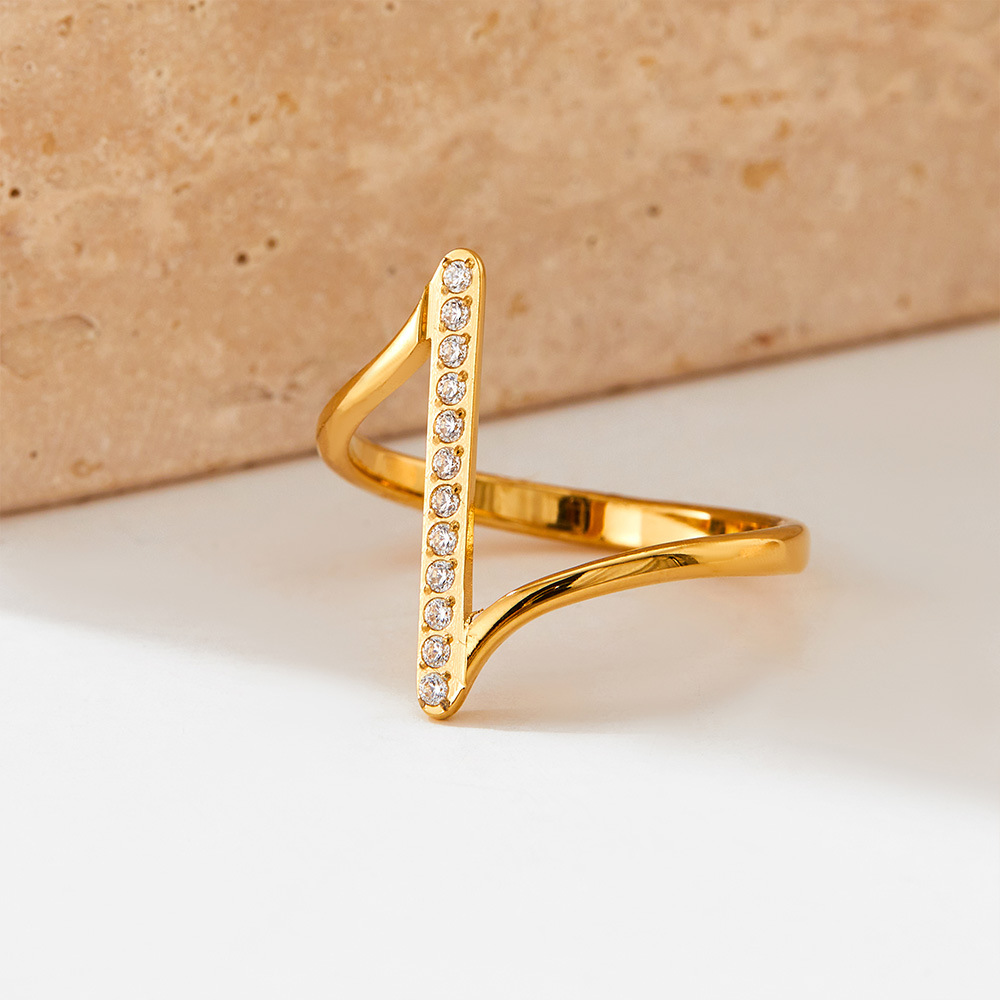 Wave Ring Classification 16K Gold, White Gold Plated, Gold Plating Plating Color PVD Coated Real Gold Plated 16K Gold White Gold Plated Gold Plating Solid Color 304 Stainless Steel Retro Waterproof Non Tarnish Wave Ring