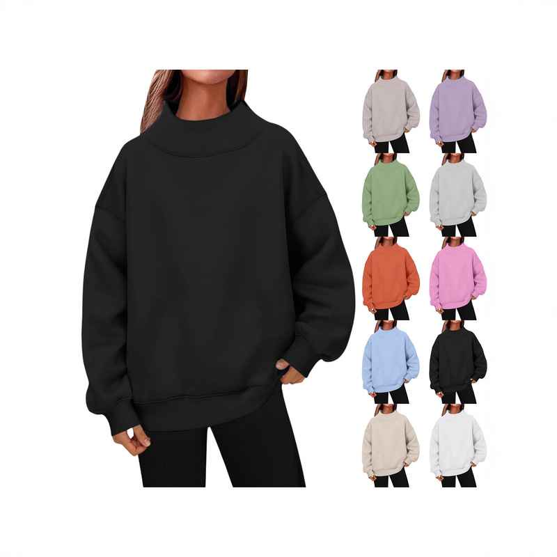 Amazon 2025 European and American Style Sweatshirt Long-Sleeved Turtleneck Pullover Sweatshirt Casual Sweatshirt Fleece-Lined Top for Women Amazon 2025 European and American Style Sweatshirt Long-Sleeved Turtleneck Pullover Sweatshirt Casual Sweatshirt Fleece-Lined Top for Women