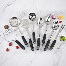 不锈钢锅铲 厨房漏勺大漏家用烹饪铲勺捞漏厨具8件套牛扒寿司